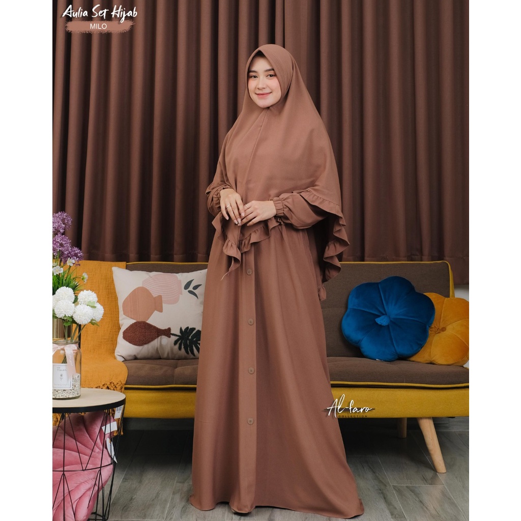 Gamis AULIA Original By Alfaro branded set khimar Itycrepe Premium Kancing TERBARU al faro-MILO