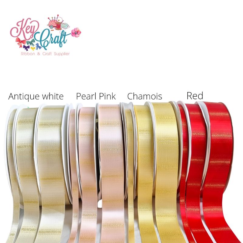

Pita Satin Import premium list Emas /ombre gold size 0,9cm/ 2,5cm/ 3,8cm