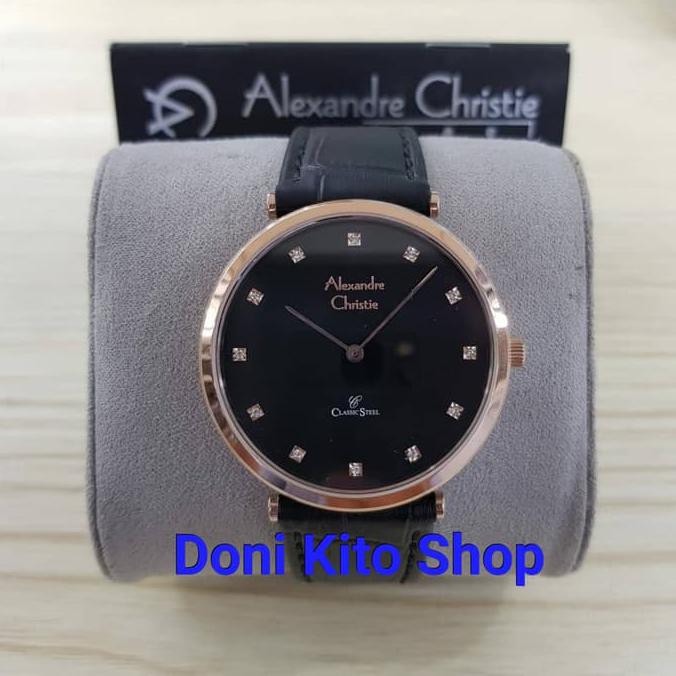 Jam Tangan Pria Original Alexander Cristie AC8540 Rose Gold Black