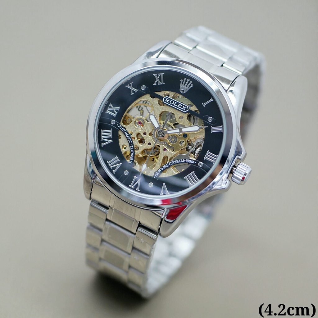 JAM TANGAN PRIA|COWOK MURAH ROLEX TALI RANTAI MESIN MATIC CA3