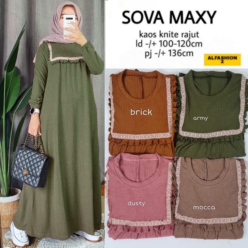 Sova Maxy - Gamis Knit Rajut Renda LD100+ Bumil / 368-6943