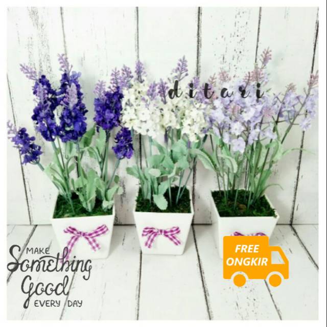  Bunga  Hias  Lavender Pot Buket Artificial Bunga  Plastik 