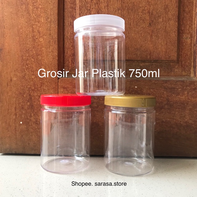 (25 Pcs) Grosir Jar Toples Kontainer Plastik 750ml Wadah Kue Kering Makanan Bumbu