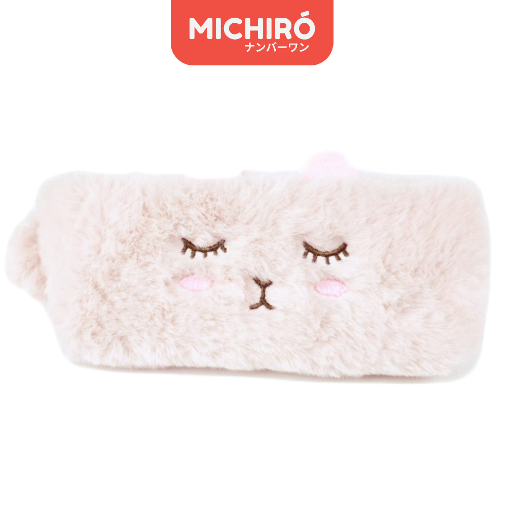 

Michiro Kotak Pensil Bulu Dengan Gantungan Pompom Lucu Cute Expression WoolenThree-Purpose Pencil Case