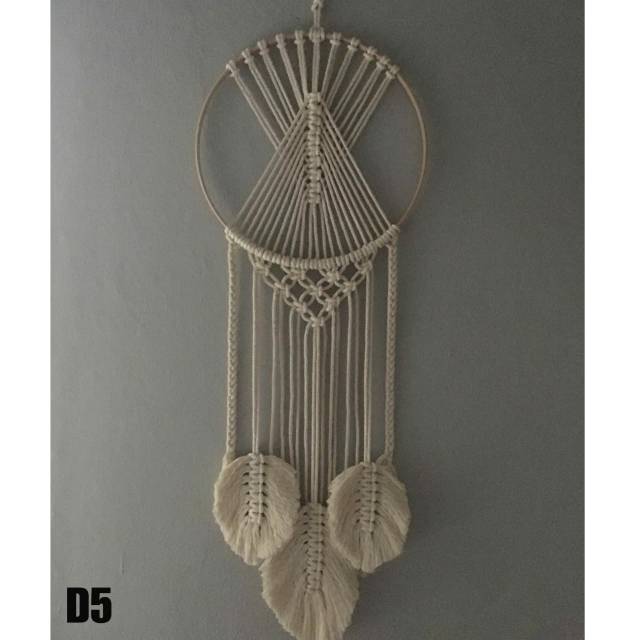 Dream catcher macrame bulat hiasan dinding