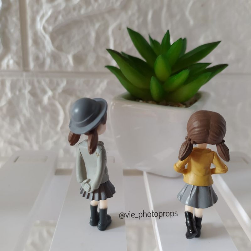 2Pcs / Set Miniatur Two Girls A / B Props Foto / Properti Fotografi