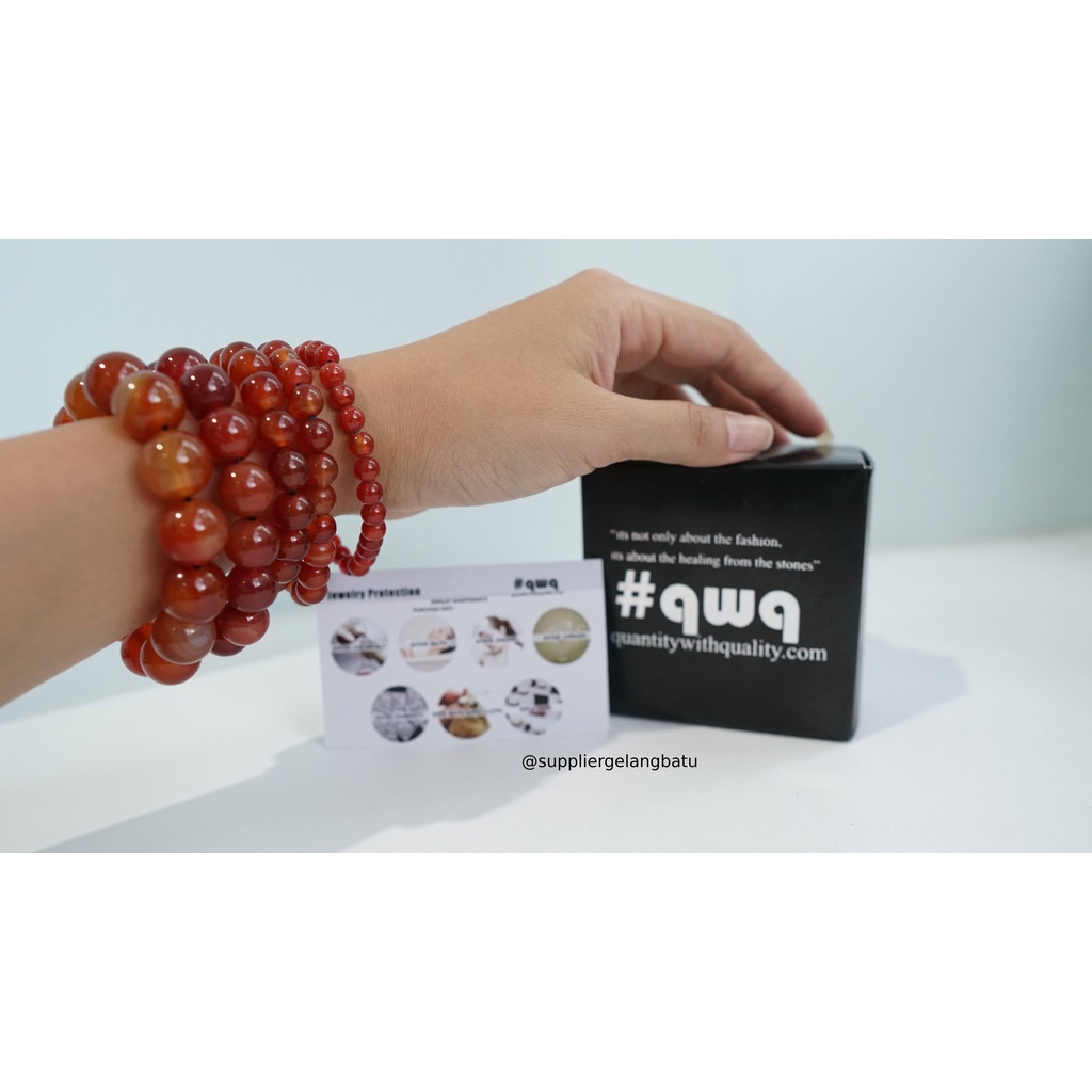 gelang tangan CARNELIAN orange premium batu alam asli oren bonus kotak