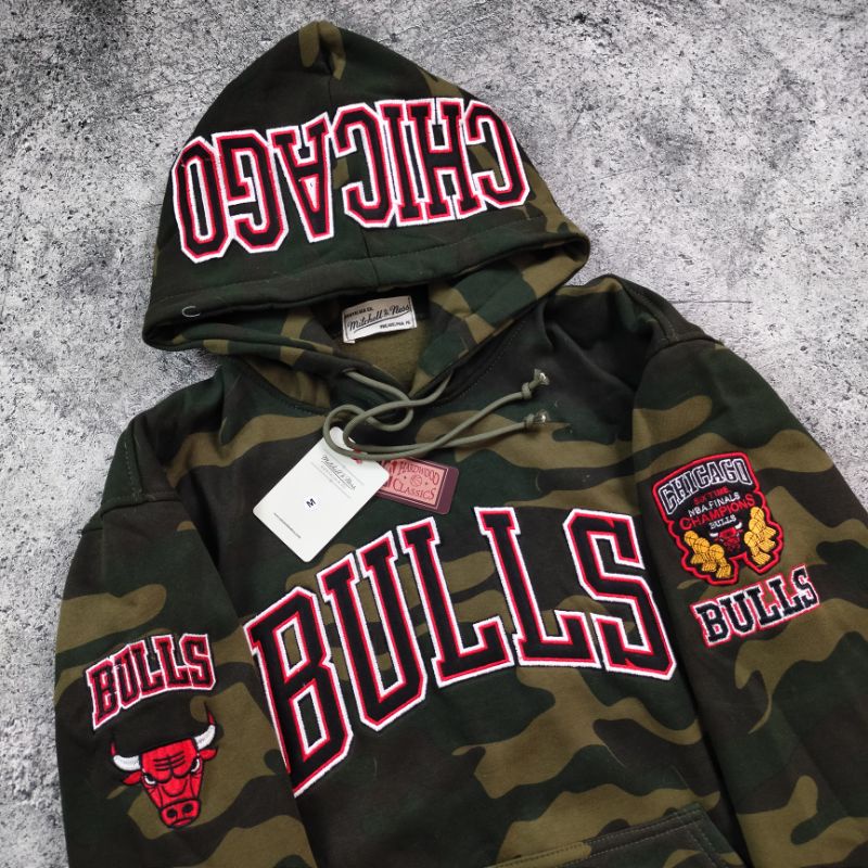 SWEATER HOODIE CHICAGO BULLS CAMO FULL BORDIR AUTHENTIC FULLTAG &amp; LEBEL PREMIUM