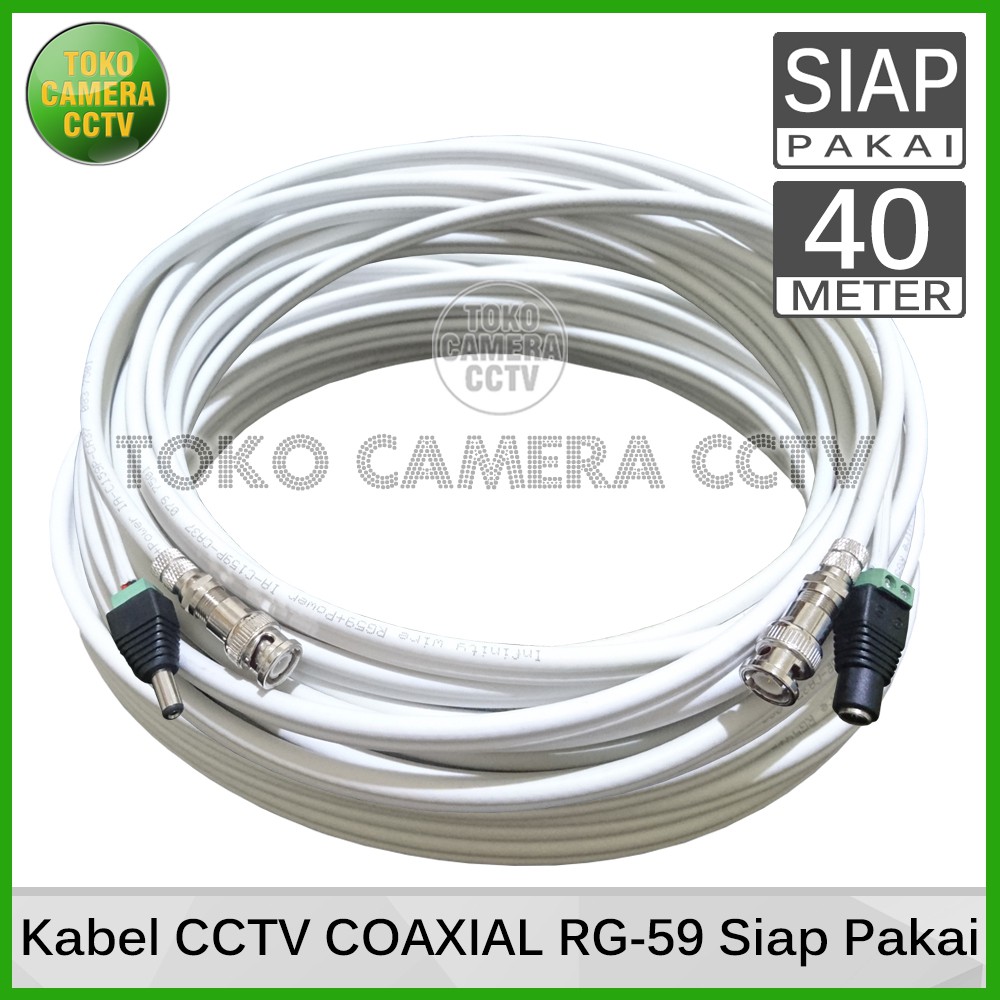 Kabel CCTV Coaxial RG59 Siamese Siap Pakai 40 Meter