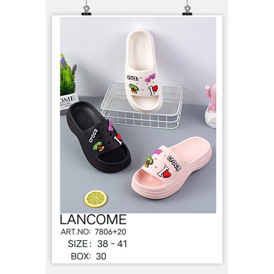 Sandal Wedges Tebal Rubber 7002 Sandal Fuji Jibbitz Love Lancome