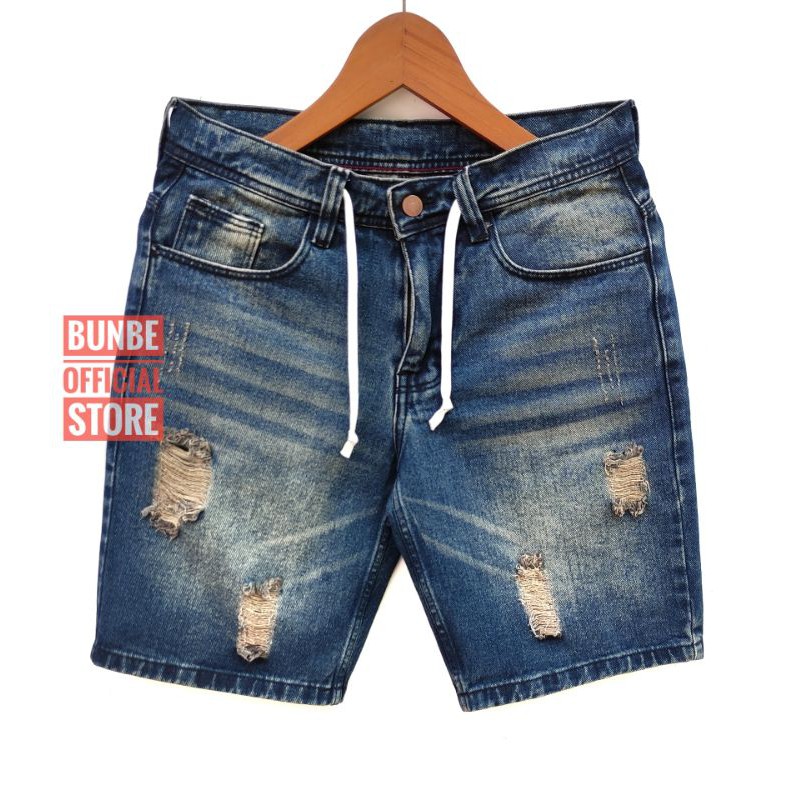 Bunbe - Celana Jeans Pendek robek Distro Boardshort