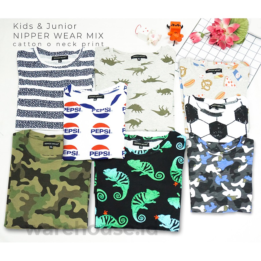 KAOS ANAK LAKI-LAKI 6-14 TAHUN NIPPER WEAR CATTON O NECK PRINT MIXX