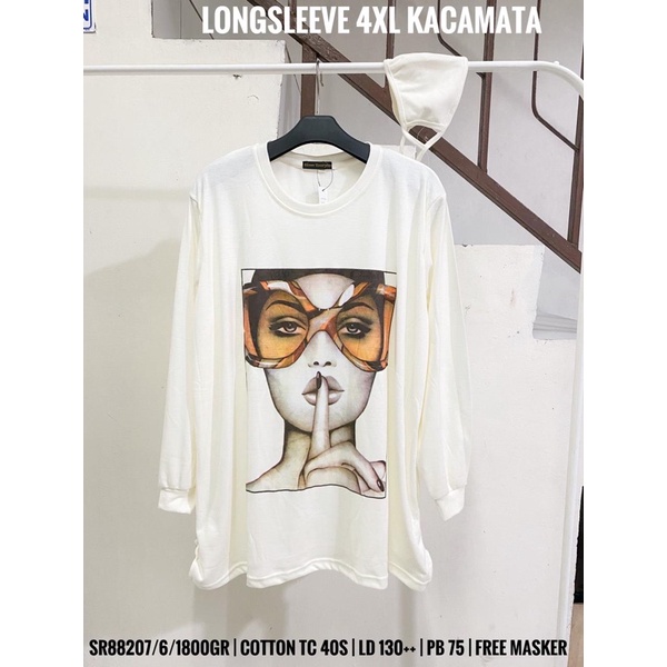 Longsleeve 4xl wanita kacamata bahan katun tc 40s free masker eleven twentytwo by ibg