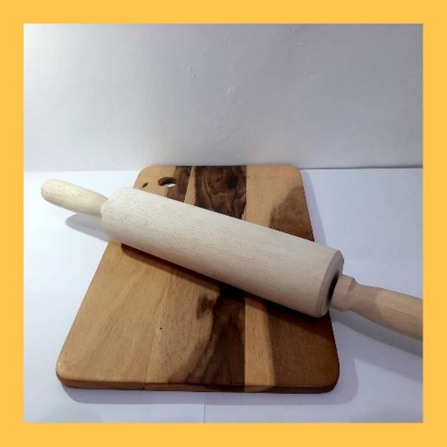 Telenan Atau Talenan Pergesi Kayu Sonokeling + Rolling Pin Kayu Bisa Muter (paket Murah)