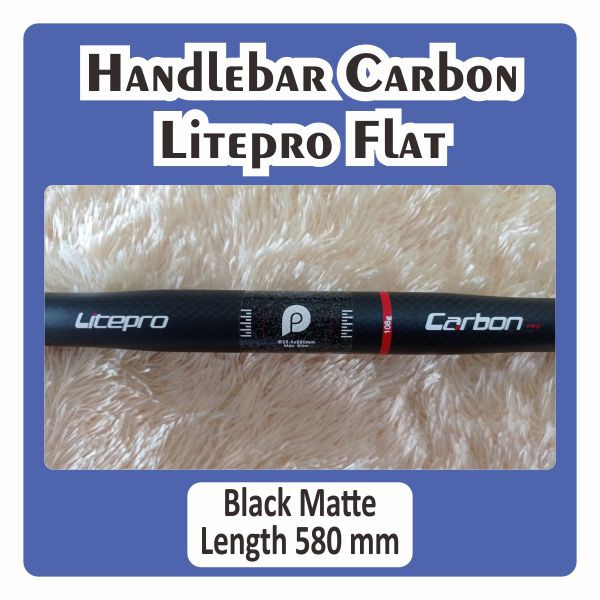 Handlebar Flat Carbon Litepro Hitam Doff Dov Dove Black Matte Monster Stang Sepeda Superlight 25.4 m