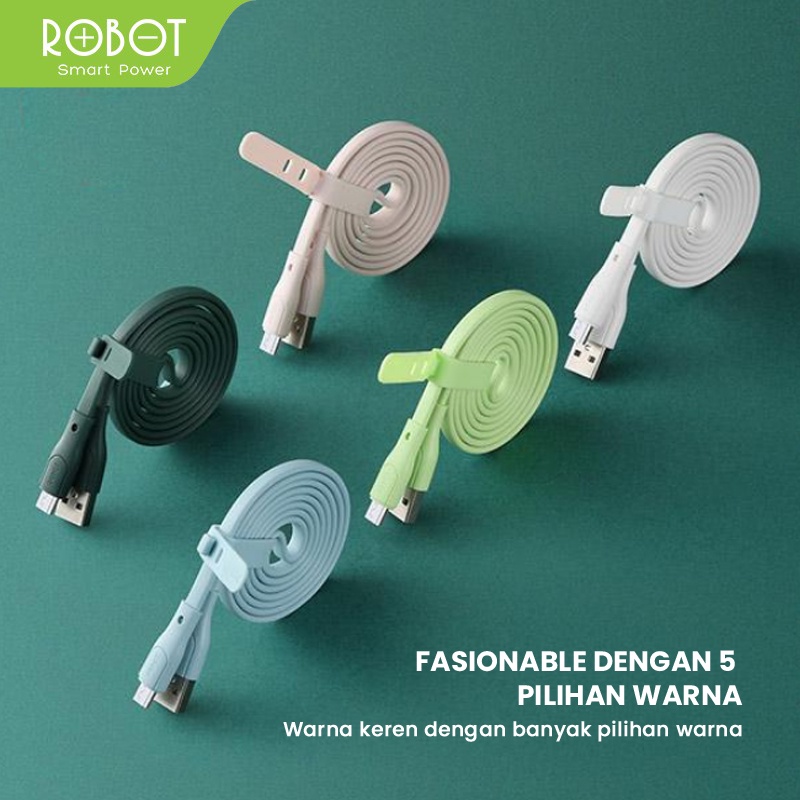 (ECER AN) ROBOT Kabel Data RGC100/RGM100/RGL100 Type C Micro USB Lighting 1M Data Cable Original (Warna Dikirim Random)