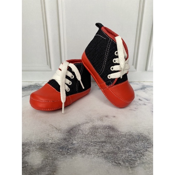 [SALE TAHUN BARU] sepatu prewalker bayi laki laki 0 12 bulan / sepatu bayi prewalker laki laki 0 12 bulan / sepatu bayi laki laki murah serba 10 ribuan Denim Tali
