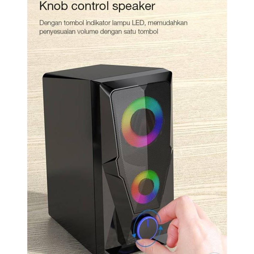 Robot RS200 Speaker Gaming 3.5mm Aux dan USB Multimedia Portable Music