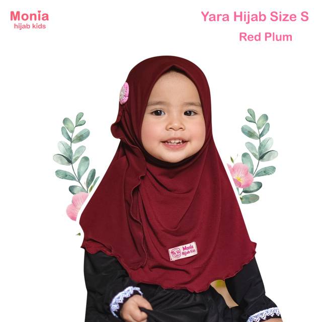 Yara Hijab by Monia Hijab Kids Red Plum size MLXL | Hijab terlaris