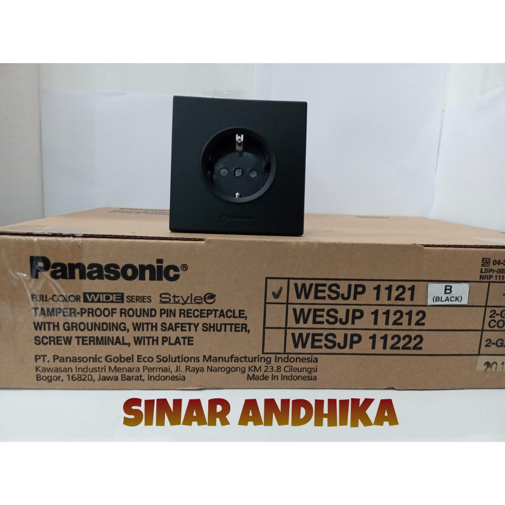 STOP KONTAK SINGLE GROUNDING (CP) HITAM STYLE E PANASONIC WESJP 1121B