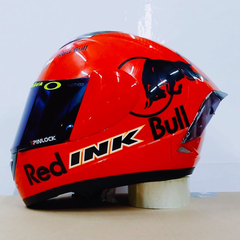 HELM INK CL-MAX PAKET GANTENG VISOR IRIDIUM (include visor ori)-Fire red stiker
