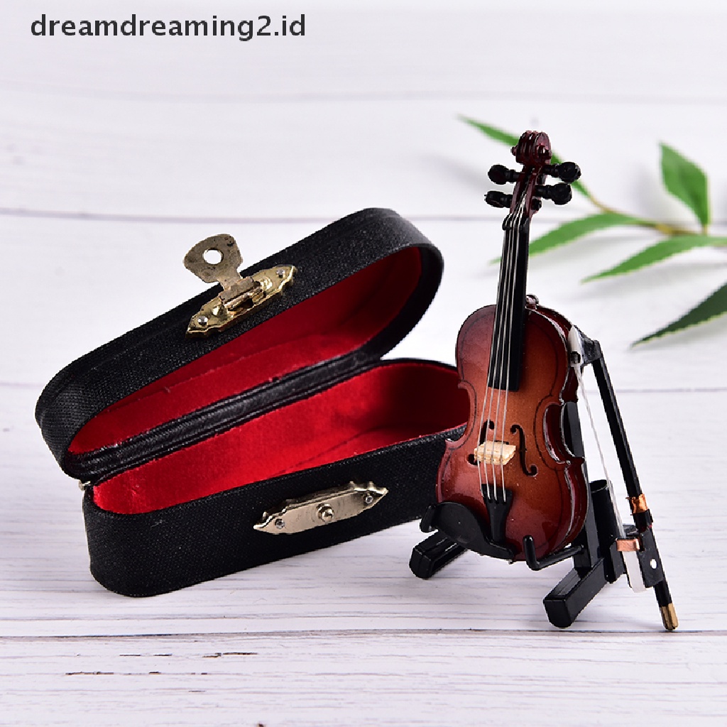 Miniatur Instrumen Musik Biola Mini Bahan Kayu Dengan Case