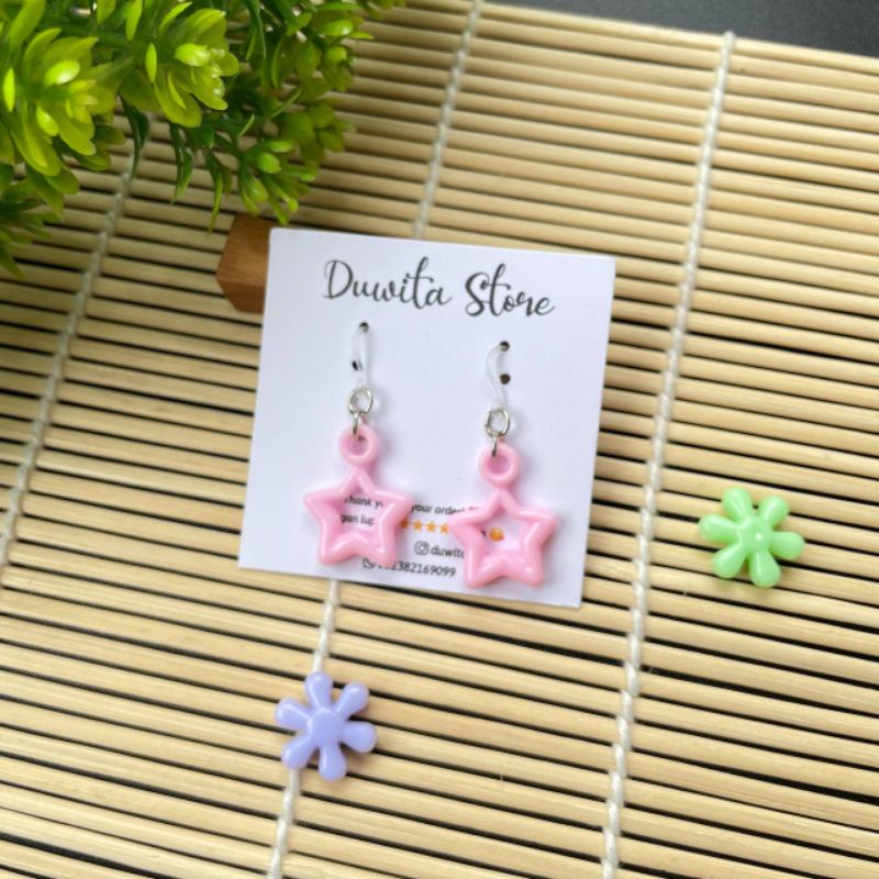 HANDMADE ANTING ANAK/DEWASA KAITAN PLASTIK MOTIF BINTANG