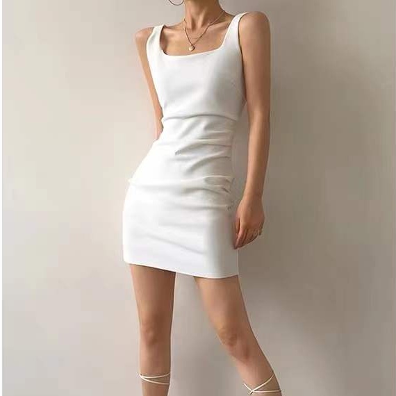 【LIVIAHOME】Livia Style Sleeveless Vest Dress Ladies Casual Sport Mini Bodycon Dress 2421(S/M/L)