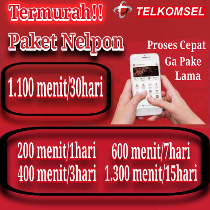 Paket Nelpon Telkomsel 1100Menit 30Hari1hari 3hari 7hari 15hari