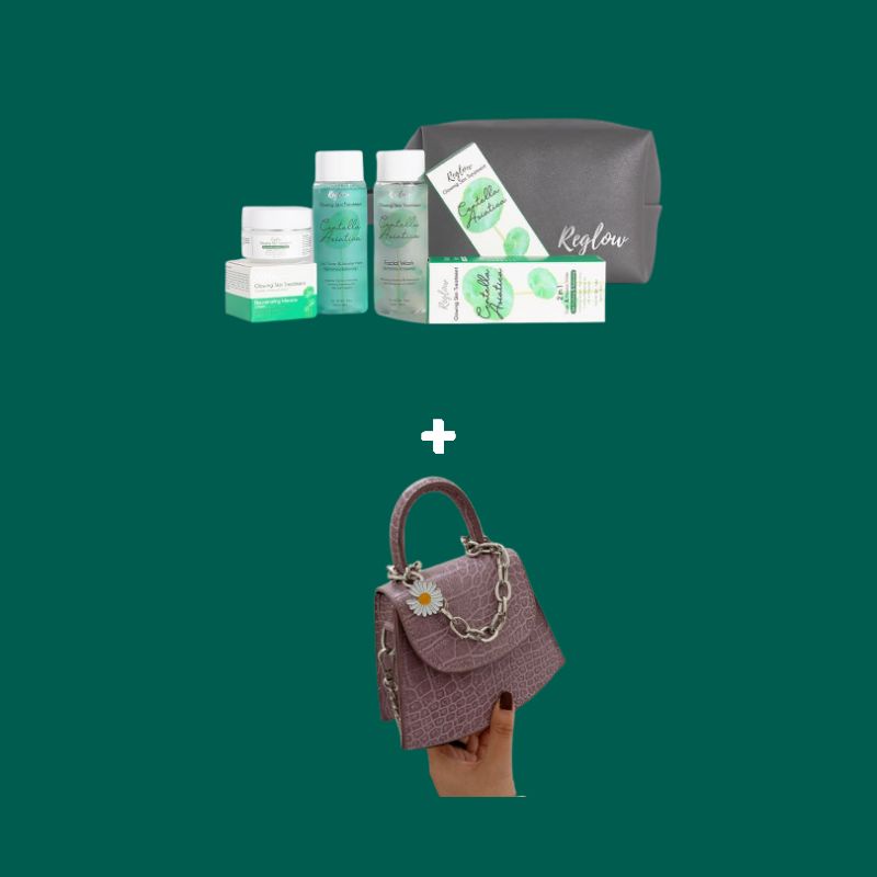 Paket Cream Skincare Kit Acne Pemutih Pria Wanita BPOM Reglow Glowing Skincare Routine-1 Paket + Tas Korea