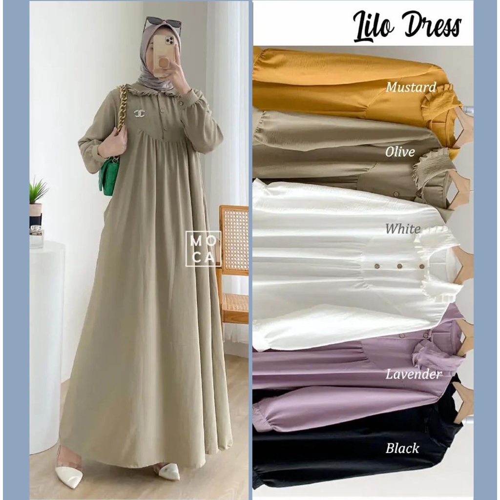 Lilo Dress Gamis Maxy Cringkle Airflow Busui Friendly