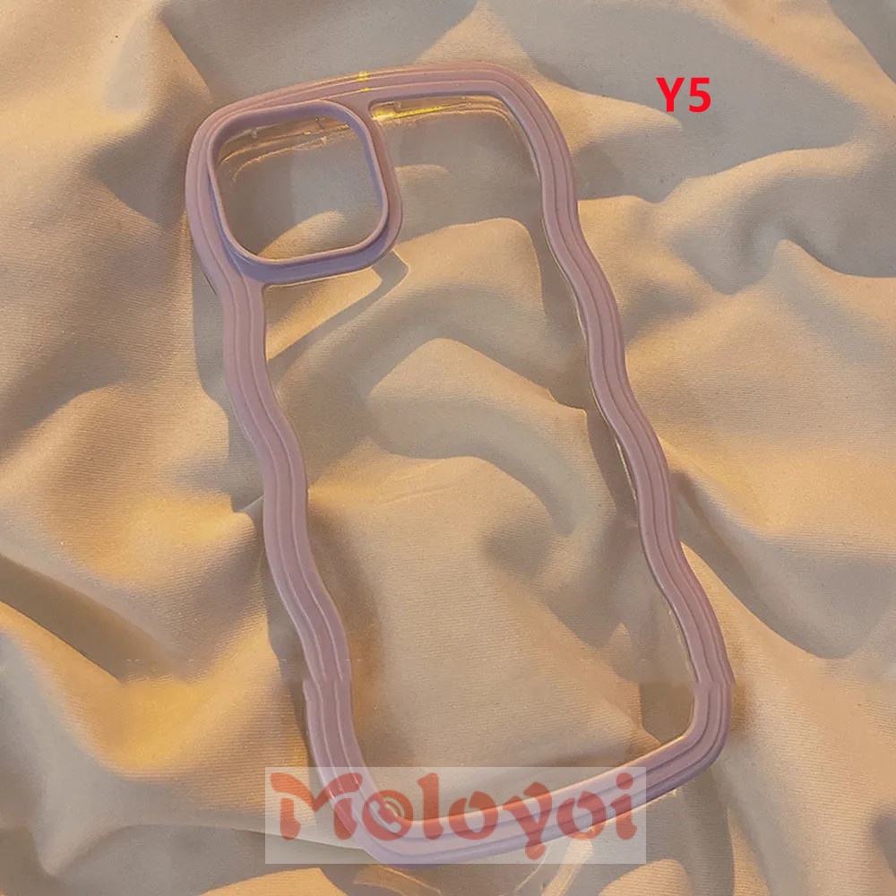 2 In 1 Soft Case TPU Frame Gelombang Macaron Cover IPhone 11 12 13 Pro Max 7 8x7plus 8plus XR XS