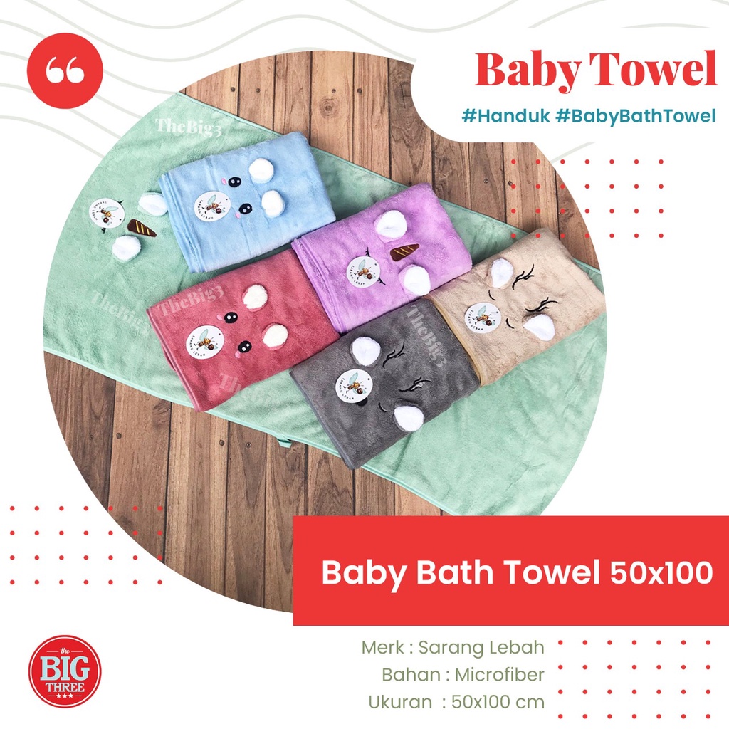 Sarang Lebah Handuk Mandi Bayi Microfiber 50x100 cm Lucu Anak - Baby Bath Towel Micro Warna 50 100 TBT