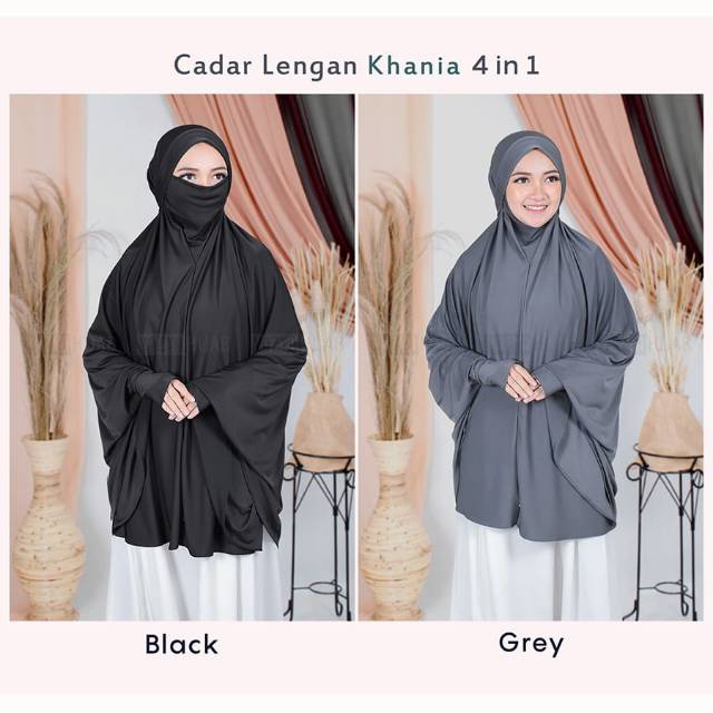 Khimar Syar’i Cadar Lengan Khania 4in1