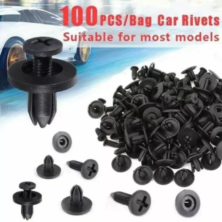 100pcs Klip Penahan Auto Body Kendaraan Rivet Klip Pengikat Push Bumper Pack Bumper Plastik Fender Klip Universal Pengganti Mobil