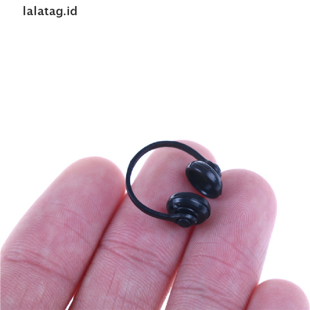 (Flyag) Miniatur Headphone / Earphone Warna Hitam Untuk Aksesoris Rumah Boneka Skala 1 / 12 (ID)