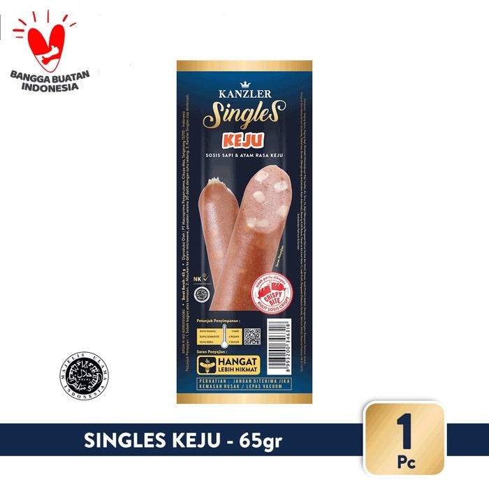 BEEF CHEESE SAUSAGE SINGLE KANZLER 65GR SOSIS SAPI KEJU SINGLES COLLAGEN HALAL