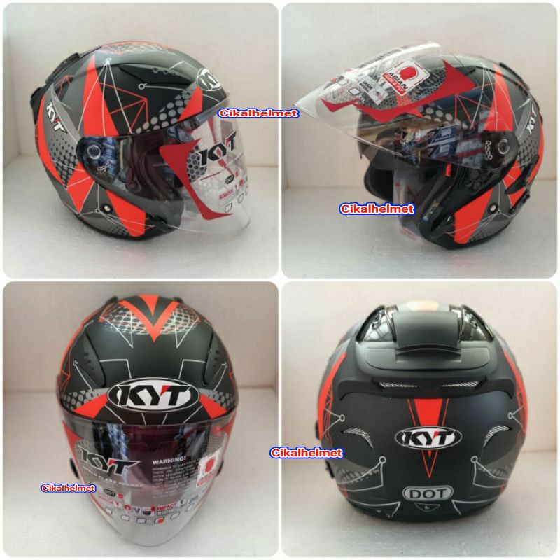 KYT HELM GALAXY FLAT R MOTIF SERI #6 MATT RED FLUO | KYT ORIGINAL