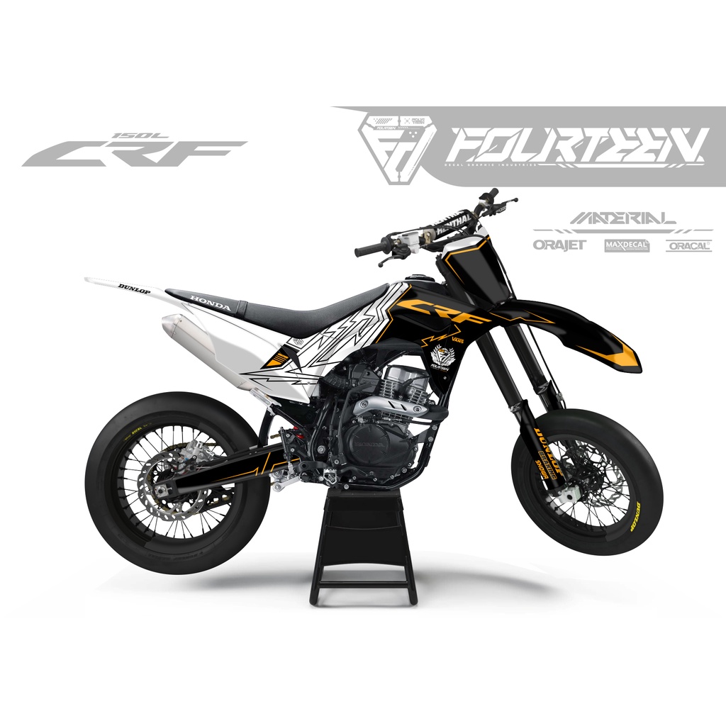 STIKER DECAL CRF BLACK WHITE GOLD