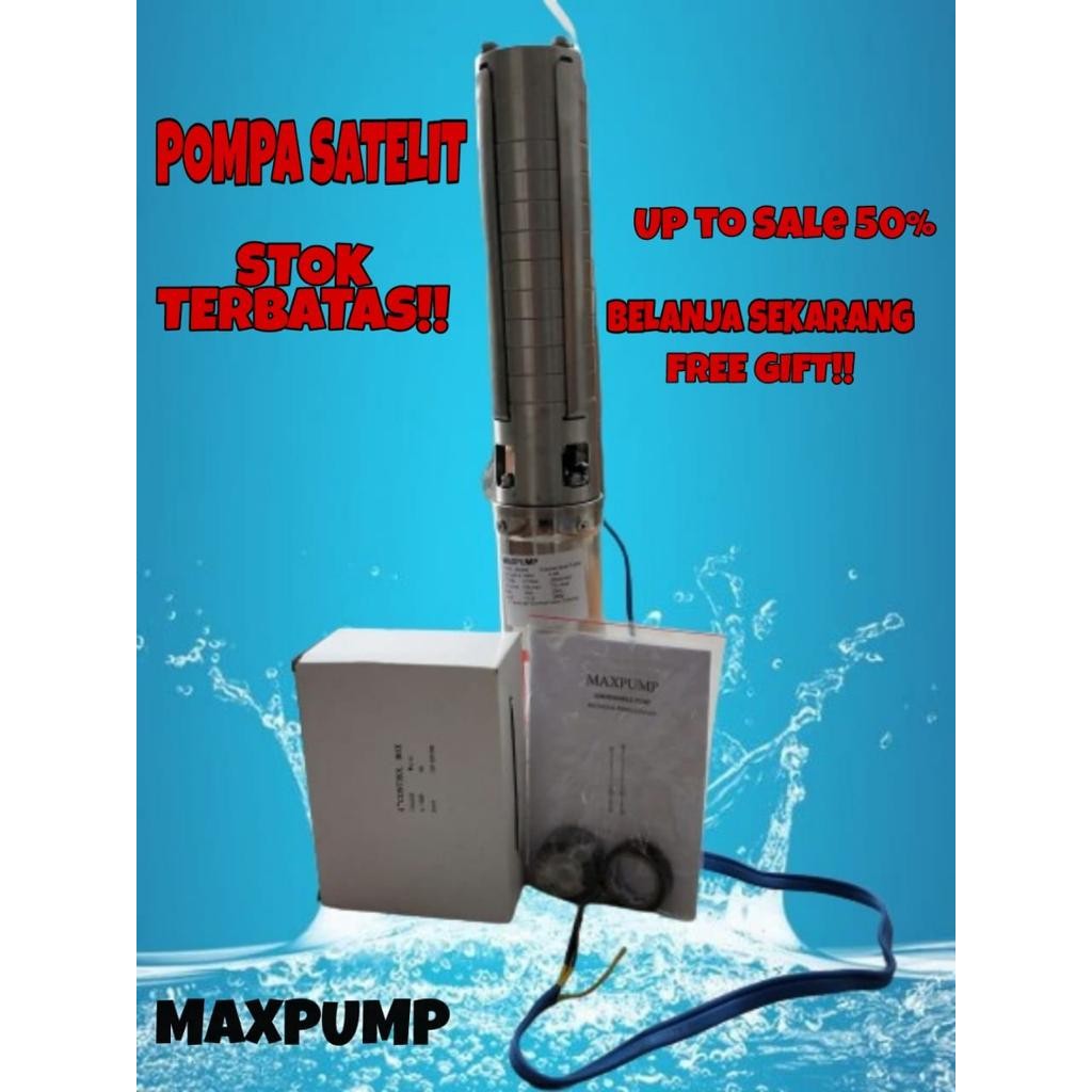 MAXPUMP 100QJD3-74/18-1.1SP PROMO Mesin Pompa Air Submersible Water Pump Pompa Satelit 4inch kipas S