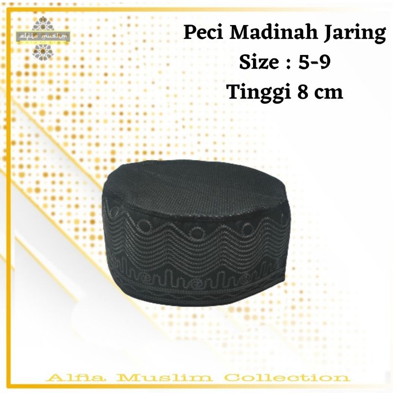 Peci Madinah Jaring Kopiah Haji / Peci Haji / Peci Putih / Madinah Jaring
