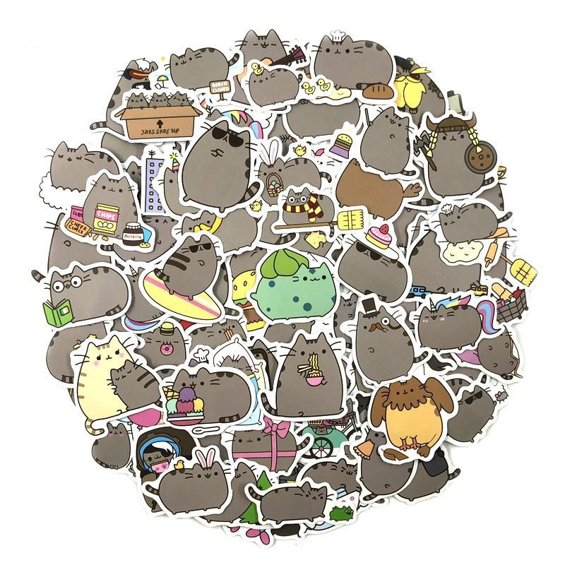 50 pieces set kartun Pusheen kucing lucu stiker tahan 50 pieces set kartun Pusheen kucing lucu stiker tahan