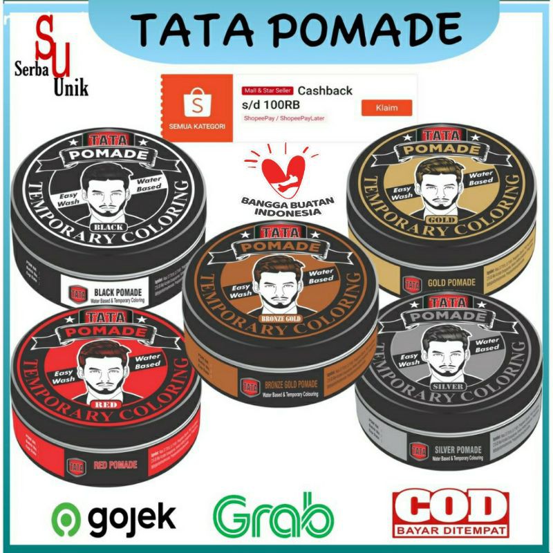 Tata Pomade Temporary Hair Coloring Easy Wash Water Based 75gr