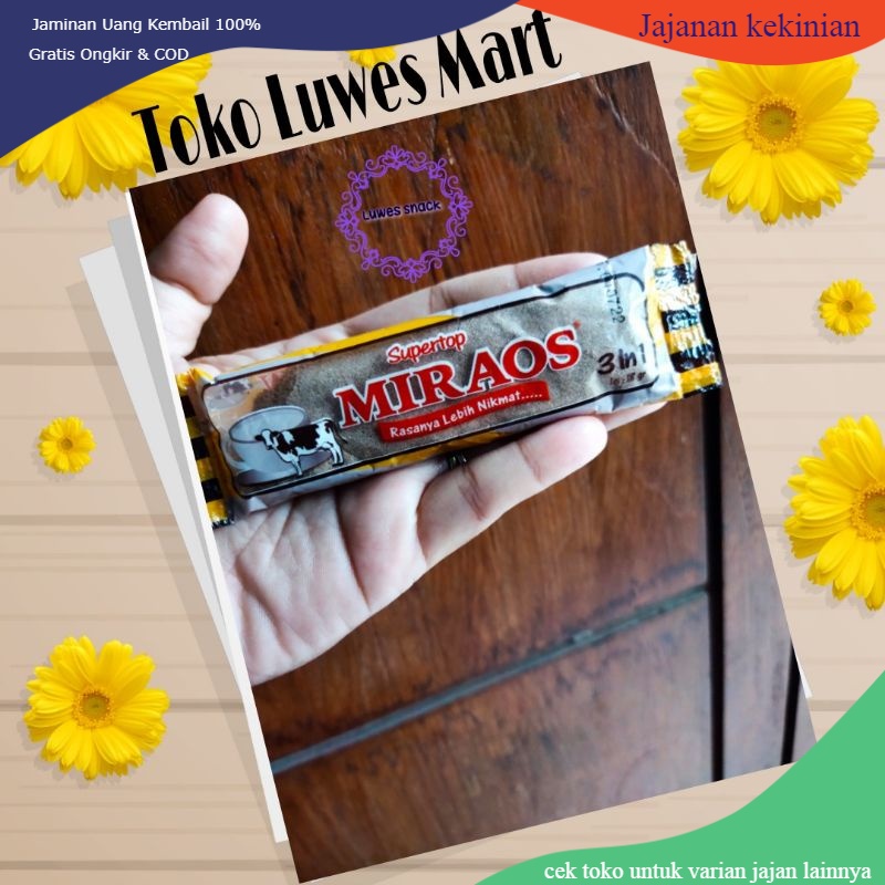 

Miraos 3in 1 isi 10pcs-coklat bubuk-krimer bubuk-jajanan jadul-serbuk coklat
