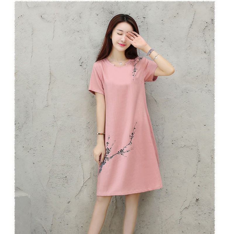 Long Dress Elegan Lengan Pendek Model Longgar