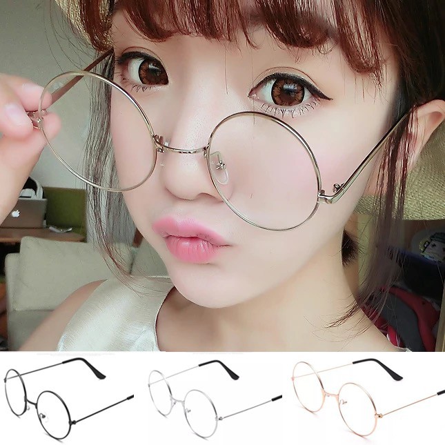 OVERFLOWS.ID Kacamata Bulat Oval Pria Wanita Ala Korea Round Glasses Kacamata Boboho Murah Import