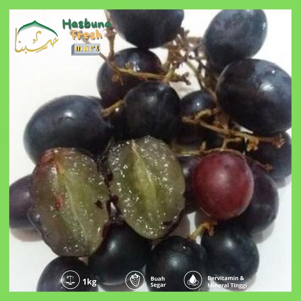 

Anggur Hitam Tanpa Biji Autumn Hasbuna fresh mart 1000 Gram PREMIUM