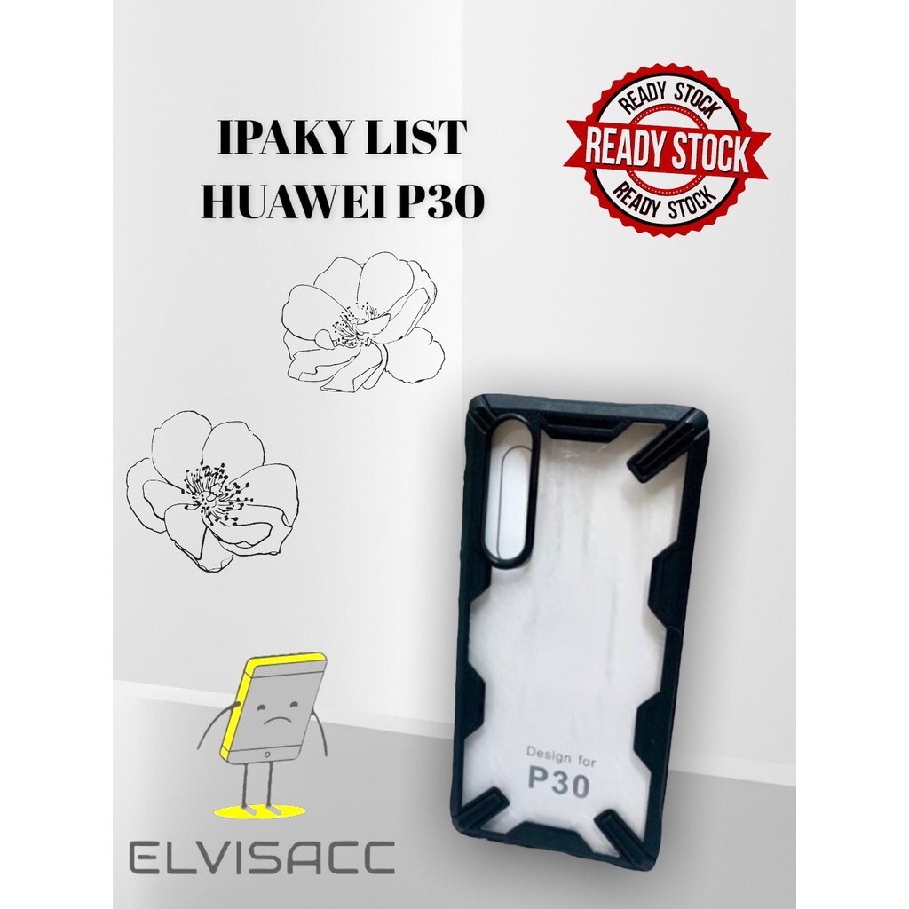 CASE HUAWEI P30 / P30 PRO IPAKY SOFTHARD LIST BLACK BACKCASE WARNA HITAM FOR HUAWEI P30/P30 PRO