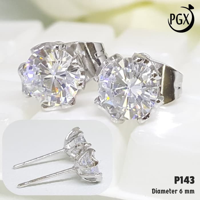 P143 Anting Tusuk Giwang Mata Satu Berlian Perhiasan Xuping Lapis Emas