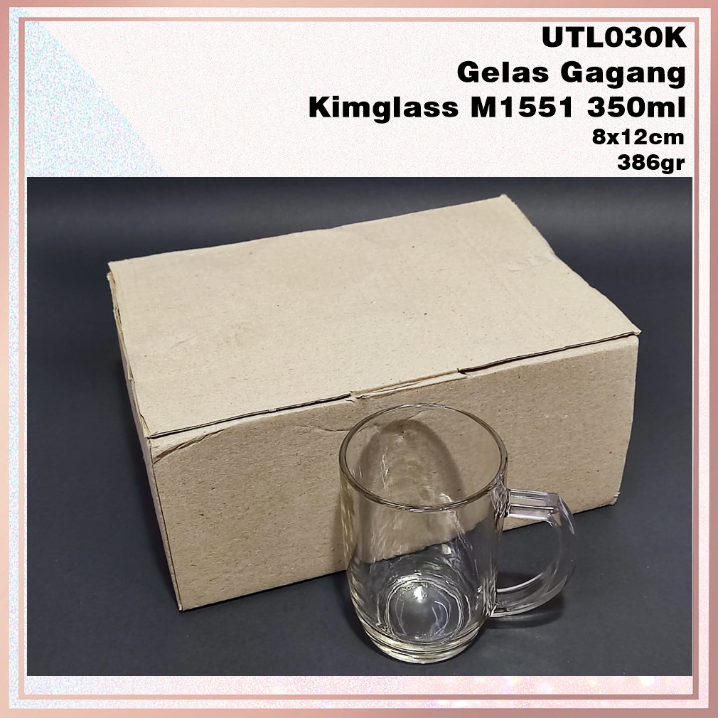 [6pcs] UTL030K Gelas Kaca Gagang Kimglass M1551 350ml